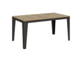 Table rectangulaire extensible 6 à 12 places L 160 à 264cm chêne clair et pieds acier gris foncé Boisona GURE92867