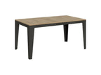Table rectangulaire extensible 6 à 12 places L 160 à 264cm chêne clair et pieds acier gris foncé Boisona GURE92867