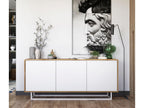 Commode avec 3 portes - carcasse chêne Boisona façades blanc mat - 168 cm cadre métallique CLMJ15217