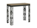 Console extensible design bois et acier anthracite Boisona-Couleur Gris ciment-Support 4 pieds-5 rallonges ESLY36217