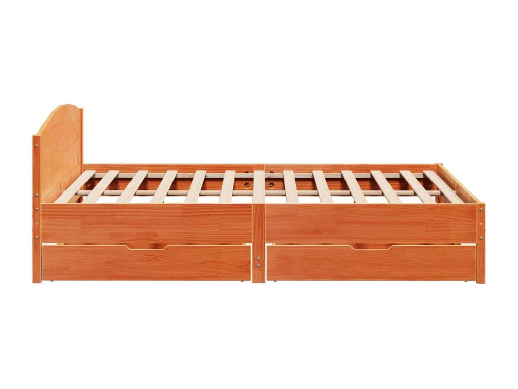 Cadre de lit sans matelas cire marron 200x200cm bois pin massif WUED99433