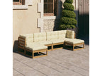 Salon de jardin 6 pièces avec coussins Marron miel Bois de pin ZEBA82129