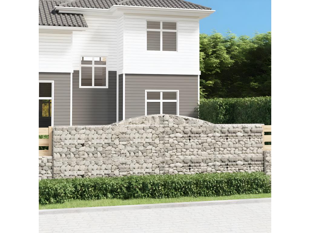 Paniers à gabions arqués 7 pièces 400x30x120/140 cm Fer galvanisé WDSU61166