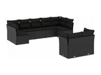 Salon de jardin 9 pièces avec coussins noir résine tressée YFVQ69731