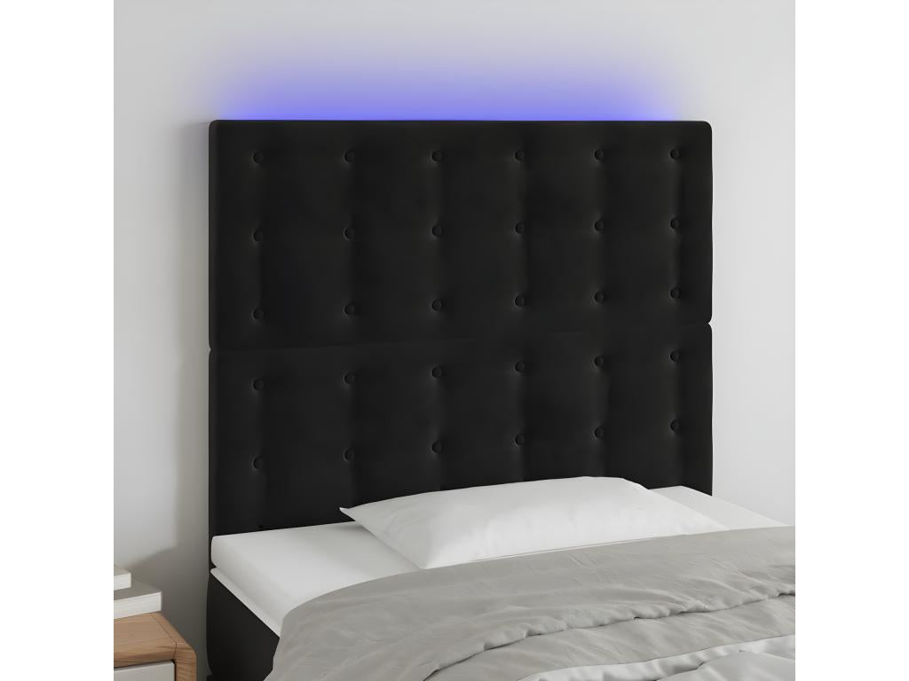 Tête de lit à LED Noir 80x5x118/128 cm Velours QBHI87786