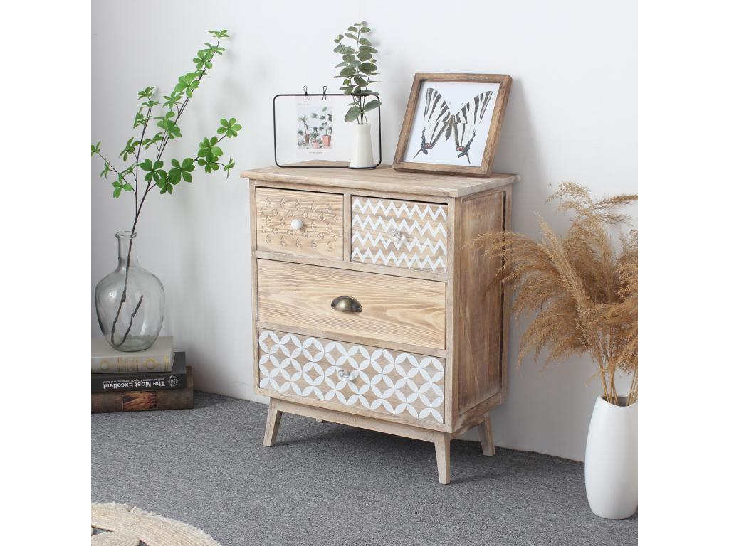 Commode 4 Tiroirs En Bois Clair Boisona Pour La Cuisine L'entrée PMAW39341