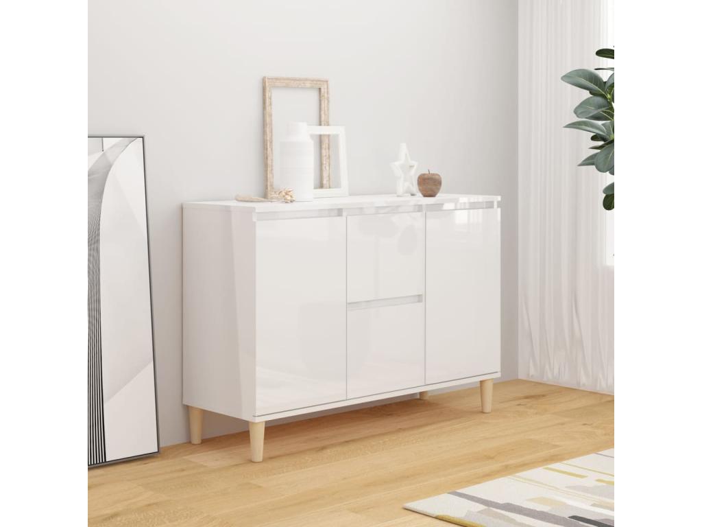 Buffet blanc brillant 101x35x70 cm bois d'ingénierie SMOQ57957