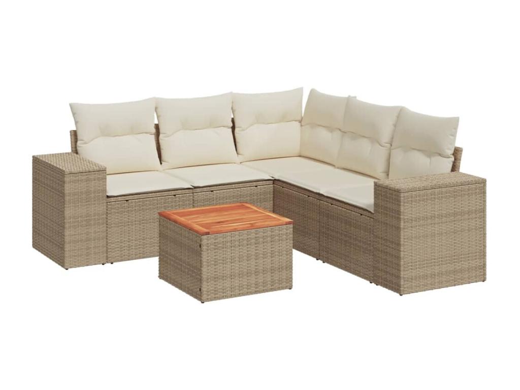 Salon de jardin avec coussins 6 pcs beige résine tressée BKGB01582