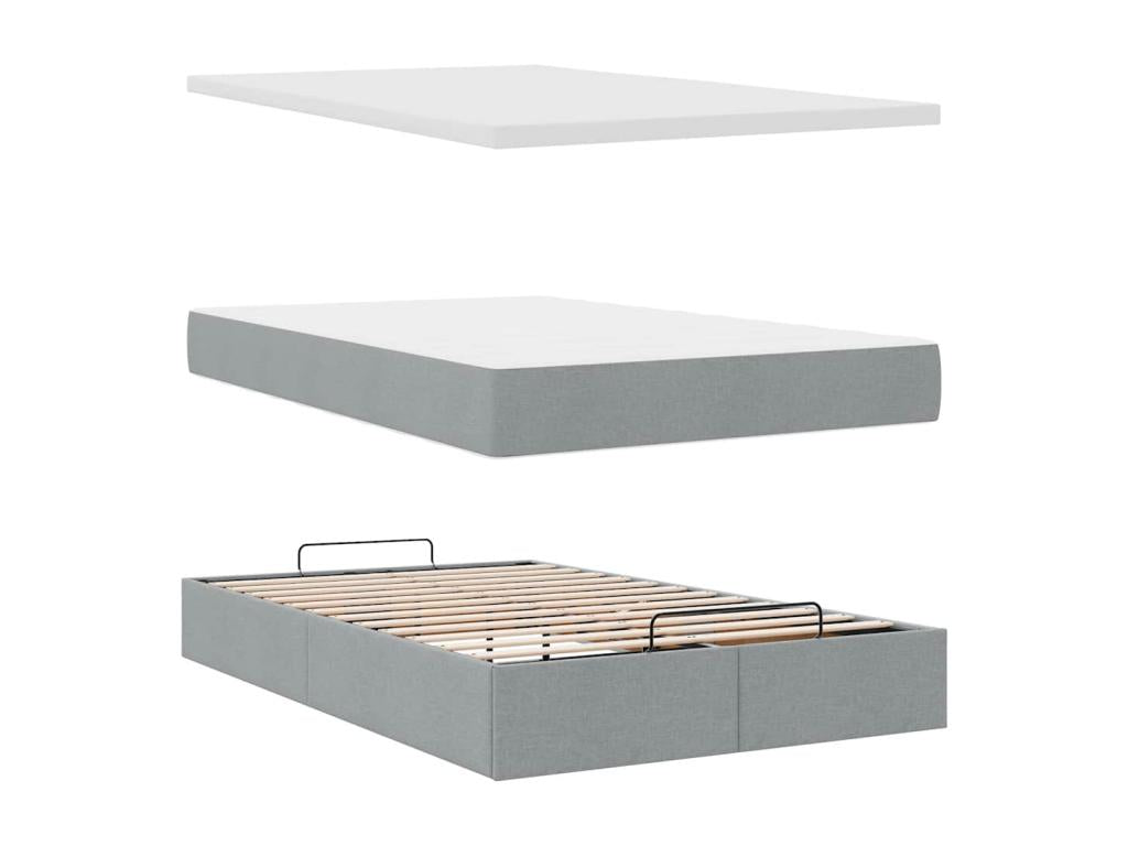 Cadre de lit Boisona et matelas gris clair 120x200 cm tissu CGAG25681
