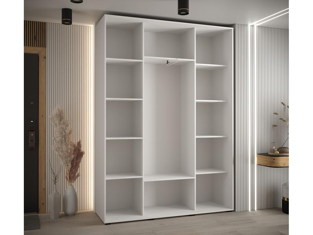 ARMOIRE Boisona 8 À PORTES COULISSANTES 235.2/180/45 3 portes Blanc/Blanc/Noir WLHJ22026