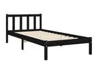Cadre de lit avec tête de lit noir simple bois massif MQKC37448