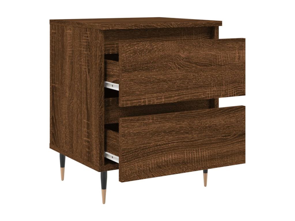 Table de chevet chêne marron 40x35x50 bois d'ingénierie YAKG43811
