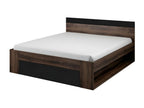 Lit adulte 160x200 avec tiroirs intéBoisonas - Collection Boisona- Coloris chêne foncé et noir DPSJ62826