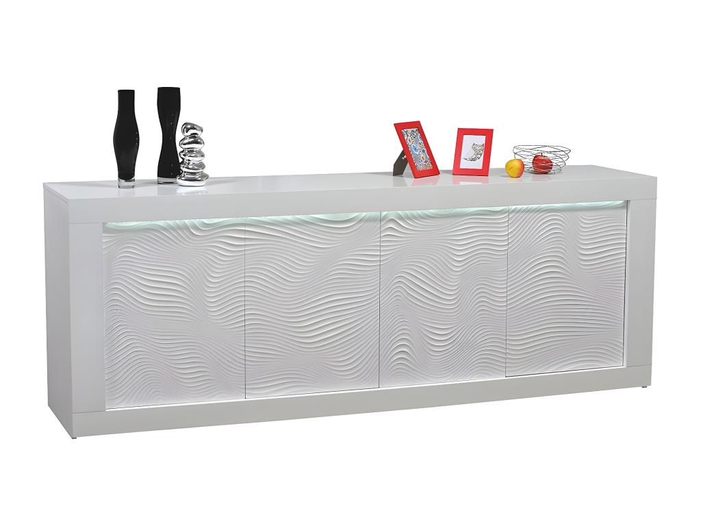 Boisona - Buffet 4 Portes Laqué Blanc à Boisona et Leds WWUD30313