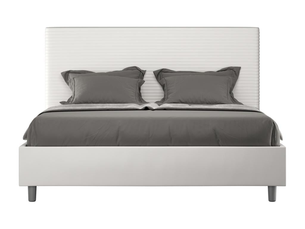 Lit coffre rembourrée 160x190 similicuir blanc Boisona HSPS77047