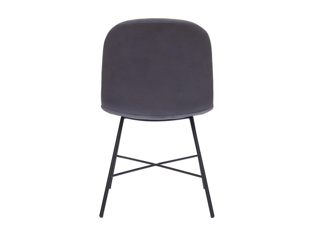 Chaise design effet velours gris et métal noir Boisona SCYP30849