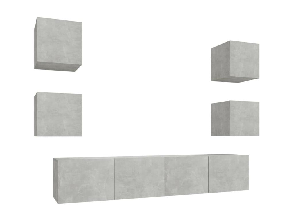 Ensemble de meubles TV 6 pièces Gris béton Bois d'ingénierie HUDS31781