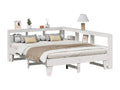 Lit bibliothèque sans matelas blanc 150x200 cm bois pin massif QDRM19915