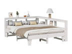 Lit bibliothèque sans matelas blanc 150x200 cm bois pin massif QDRM19915
