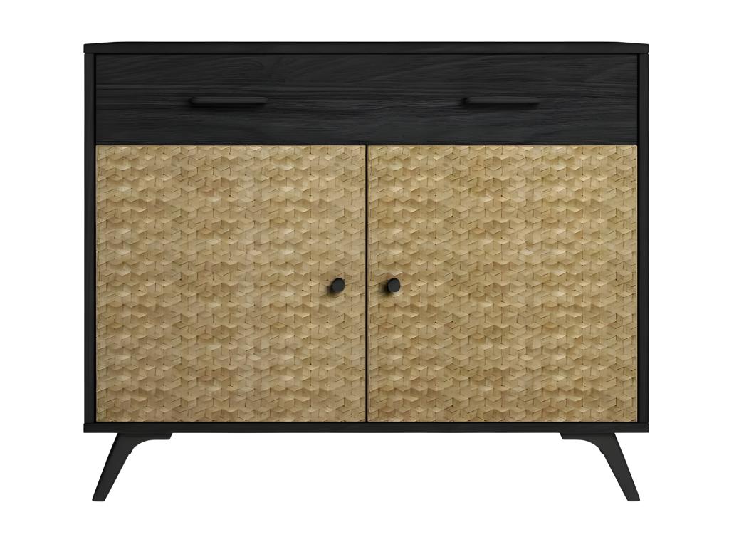 Buffet 2 portes 1 tiroir Noir/Bois - Boisona FPXU10318