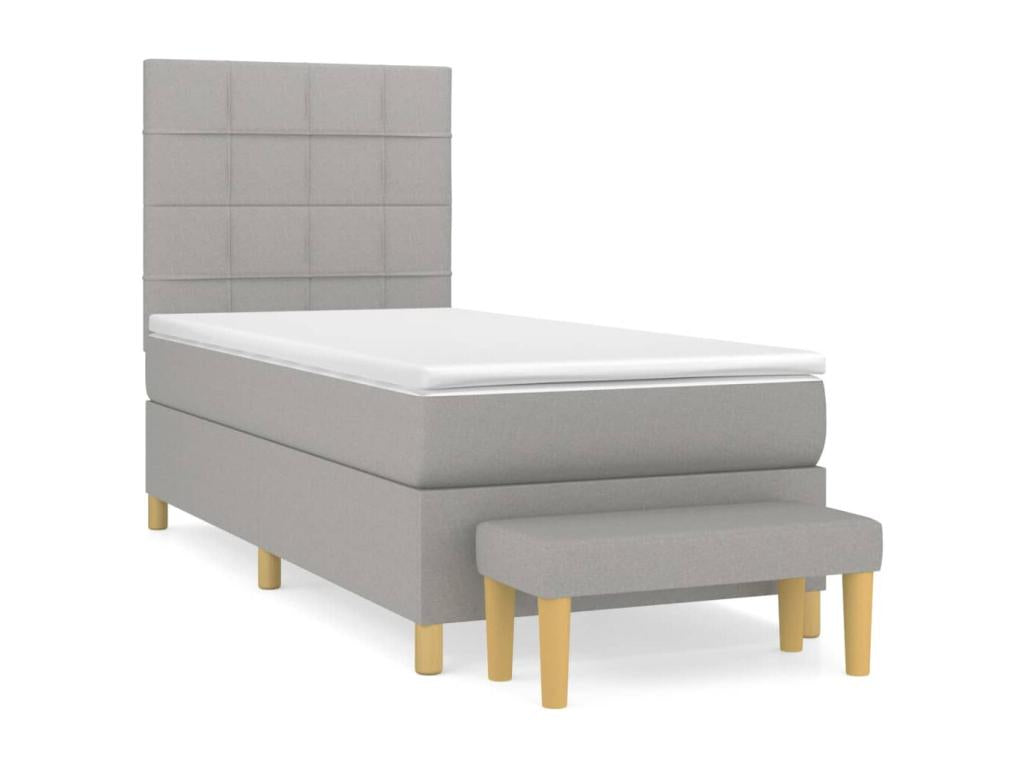 Sommier à Boisona de lit avec matelas Gris clair 90x200 cm Tissu FYSO87772